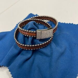 Erica Zap Double Wrap Beaded Leather Bracelet with Magnetic Clasp.